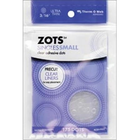 Thermo Web Foam - Thermoweb 343517 Zots Singles Clear Adhesive Dots-Small 3-16 in. x 1-64 in. Thick 175-Pkg