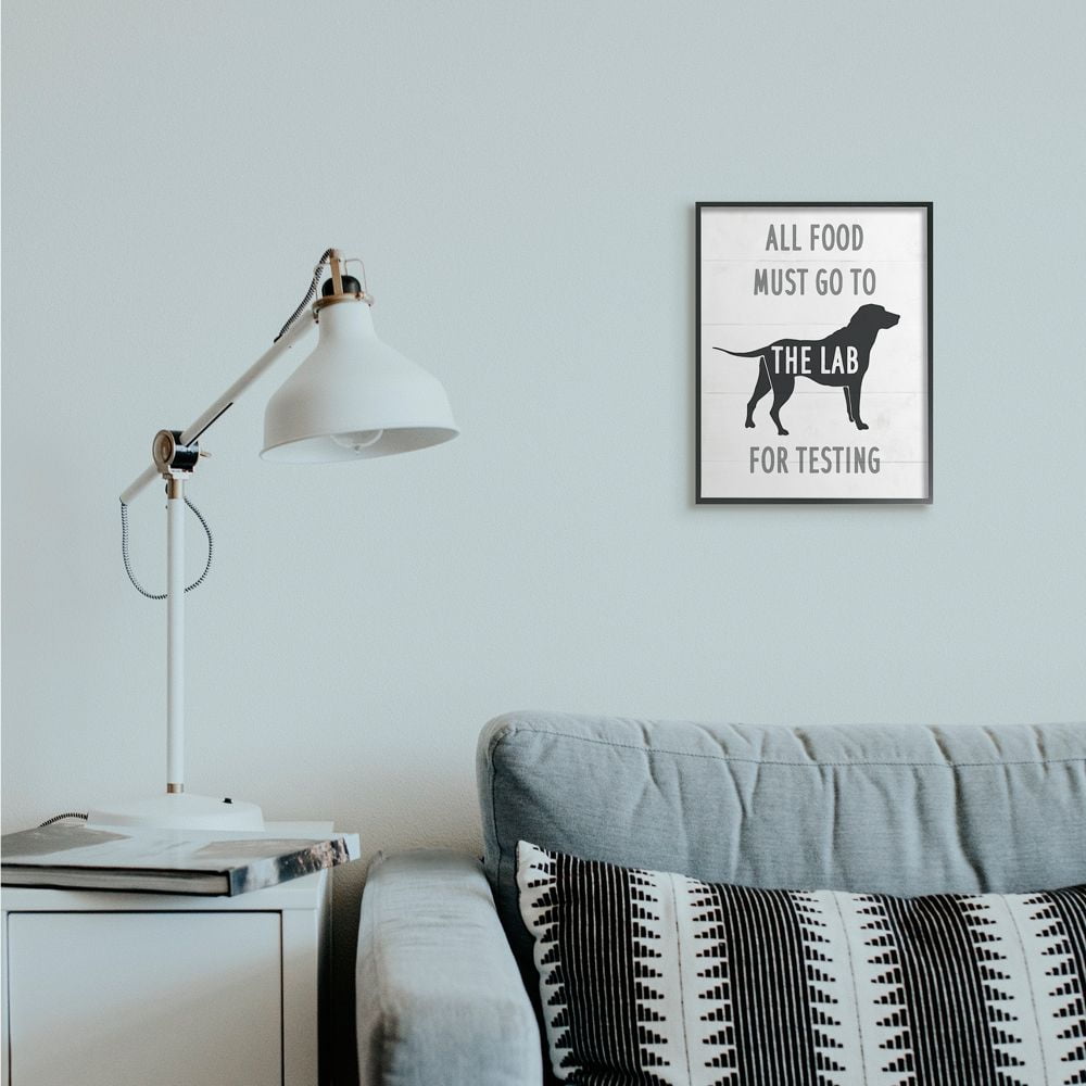 Stupell Industries Kitchen All Food to the Lab Animal Dog Pun Framed Wall Art Design by Daphne Polselli, 11" x 14", Black Framed