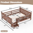 thumbnail image 5 of Eyisean Queen Size Wooden Floor Bed, Space-Saving Low Profile Daybed with Storage Bookcases, Durable Safety Montessori Platform Bed with Cute Stairs & Guardrails for Bedroom, No Box Spring Needed, 5 of 20