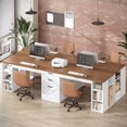 thumbnail image 7 of Farmhouse Two Person Computer Desk with 3 Drawers and Storage Shelves, 96.5" Long Home Office Desk, 7 of 7