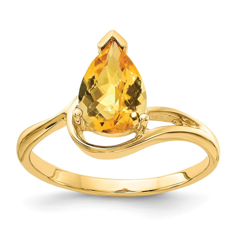 AA Jewels - Solid 14k Yellow Gold 9x6mm Pear Citrine Yellow November ...