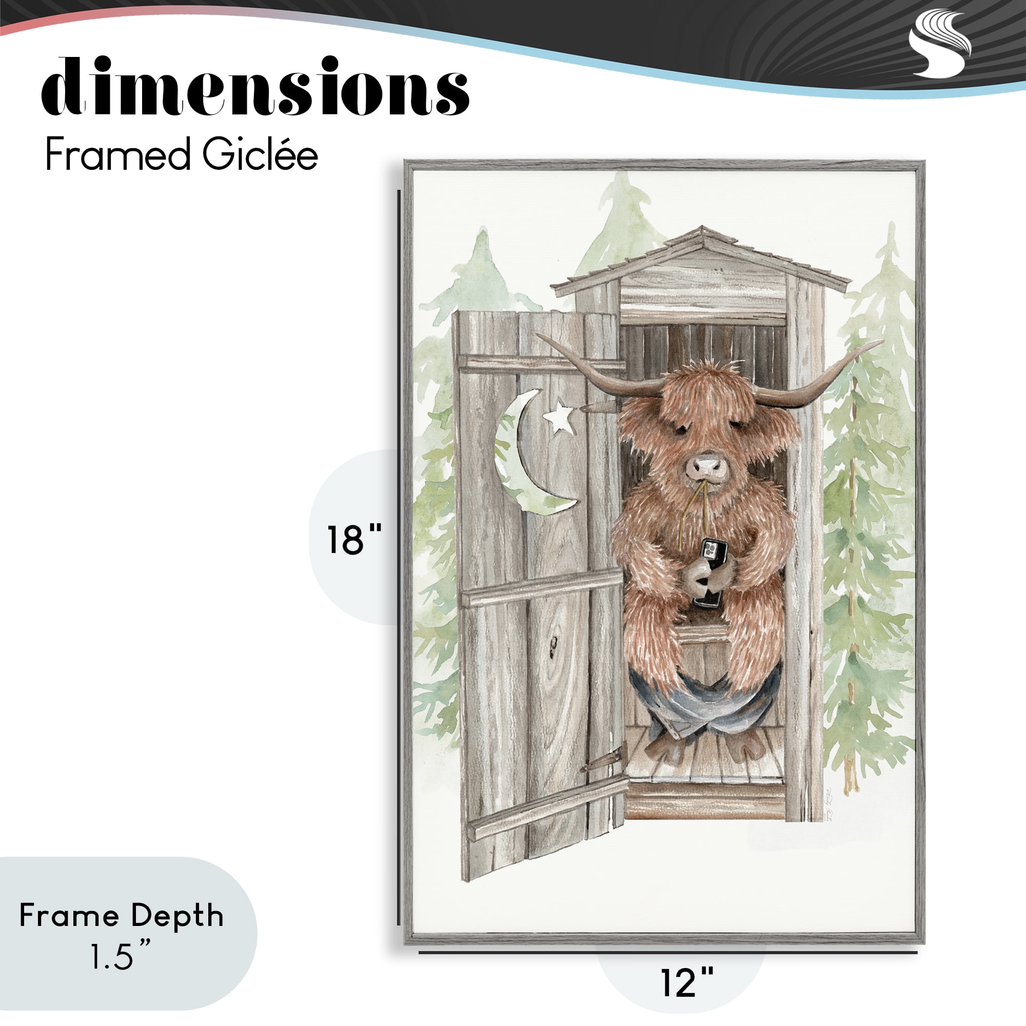 Stupell Industries Lost In Scroll Outhouse Gray Framed Giclee Art, design by Cindy Jacobs