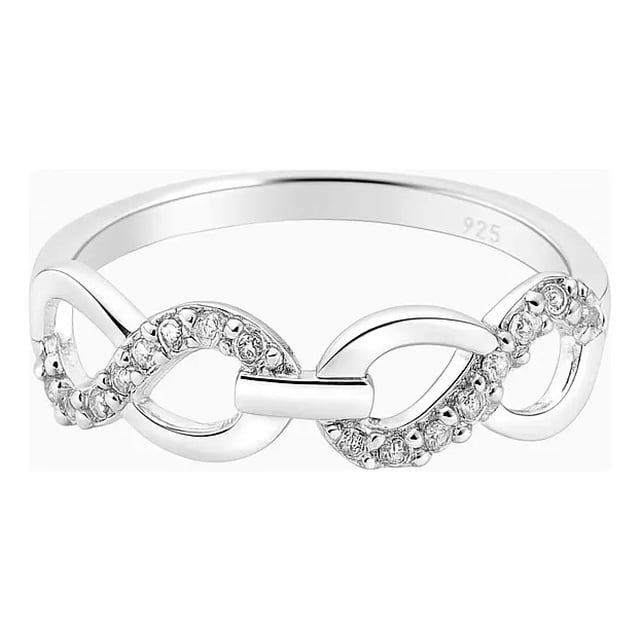 Anillo 2 Infinitos Con Zirconia Para Mujer De Plata 925 Plateado 7