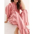thumbnail image 3 of Biezeib Women’s 2 Piece Pajama Set Short Puff Sleeve Stripes Print Button Up Shirt + Pants Set Sleepwear Loungewear, 3 of 6