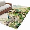 thumbnail image 6 of Spring Floral Area Rug 4x6 Washable Rug Non Slip Birds Cabin Daisy Watercolor Botanical Large Area Rug Indoor Floor Carpet for Entryway Bedroom Kitchen Living Room Home Office Dining Room Nursery, 6 of 8