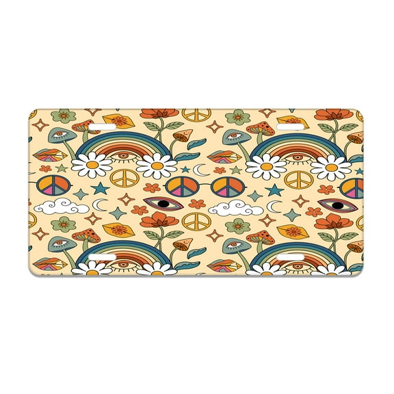 Smoaffly 70s Hippie Psychedelic License Plate Decorative Car Front, Metal Car Plate, License Plate, Vanity Tag, Aluminum Novelty License Plate for Men/Women/Boy/Girls Car 6×12 Inch