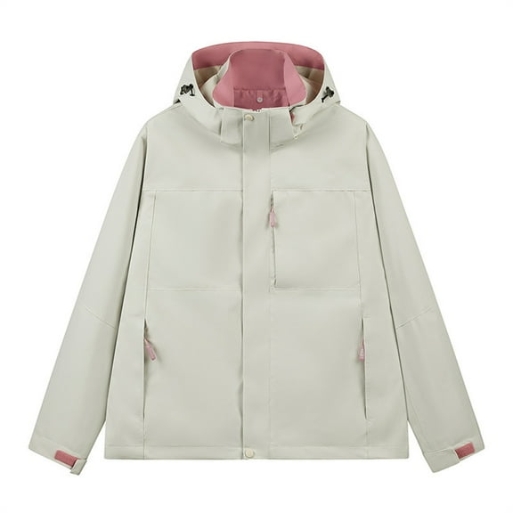 ZHUGeLI Rain Jackets for Women Waterproof New Outdoor Workwear Loose Trendy Hooded Patchwork Outdoor Jacket