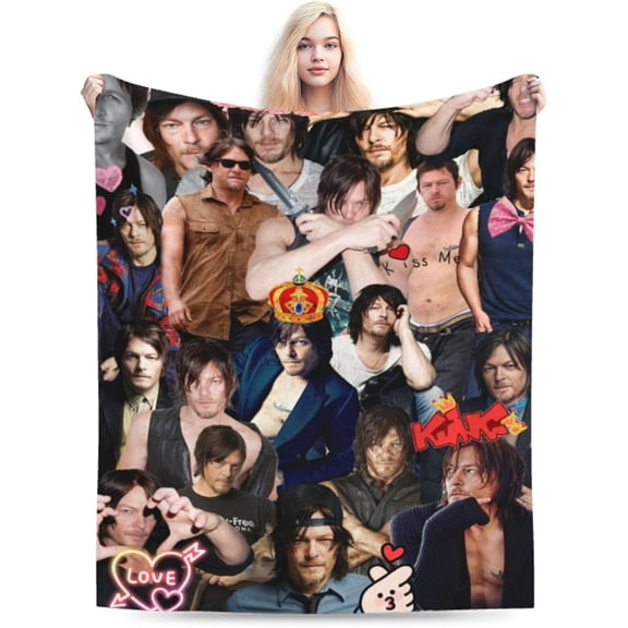 Blanket Norman Reedus Soft and Comfortable Warm Fleece Throw Blankets Yoga Blankets Beach Blanket Picnic Blankets Gift for Dorm Room Office Decor Sofa Bed Camping Travel All Season