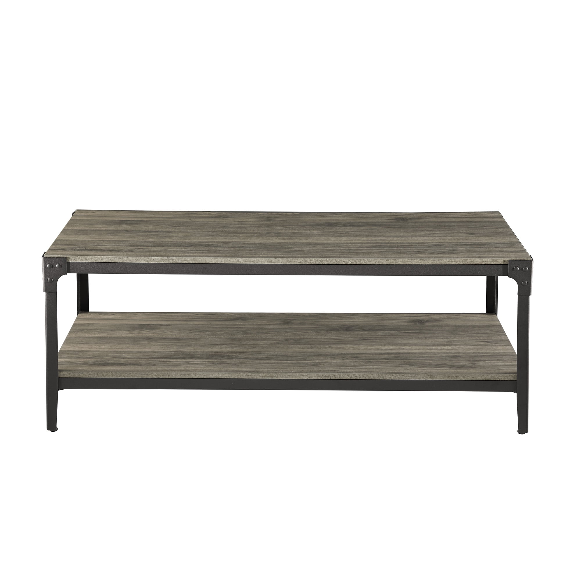 Woven Paths Wilson Angle Iron Rustic Coffee Table, Slate Grey