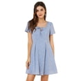 thumbnail image 1 of Vestido De Manga Corta Y Estampado Floral De Corazón De Estrella Por Encima de la rodilla Para Mujer Corazón azul S, 1 of 6