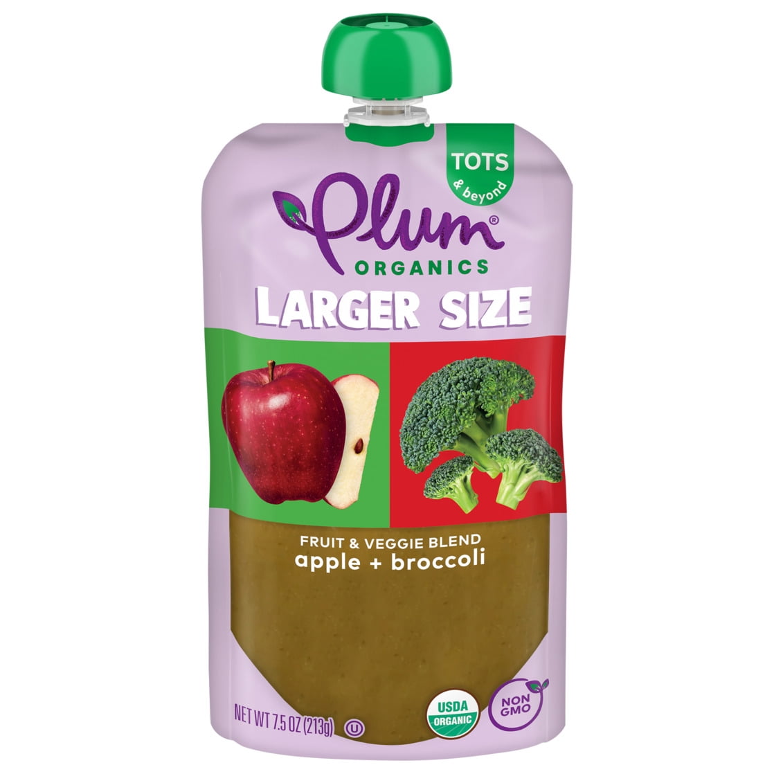 (4 pack) Plum Organics® Tots & Beyond Apple + Broccoli 7.5oz Pouch