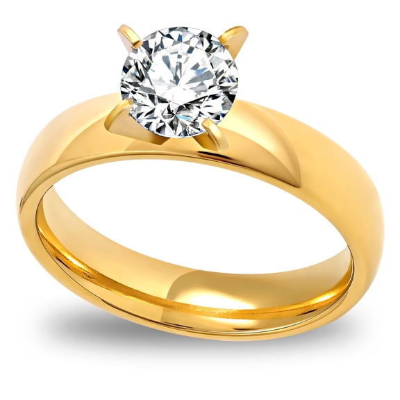 4mm Gold Stainless Steel Women Engagement Ring Ginger Lyne Collection