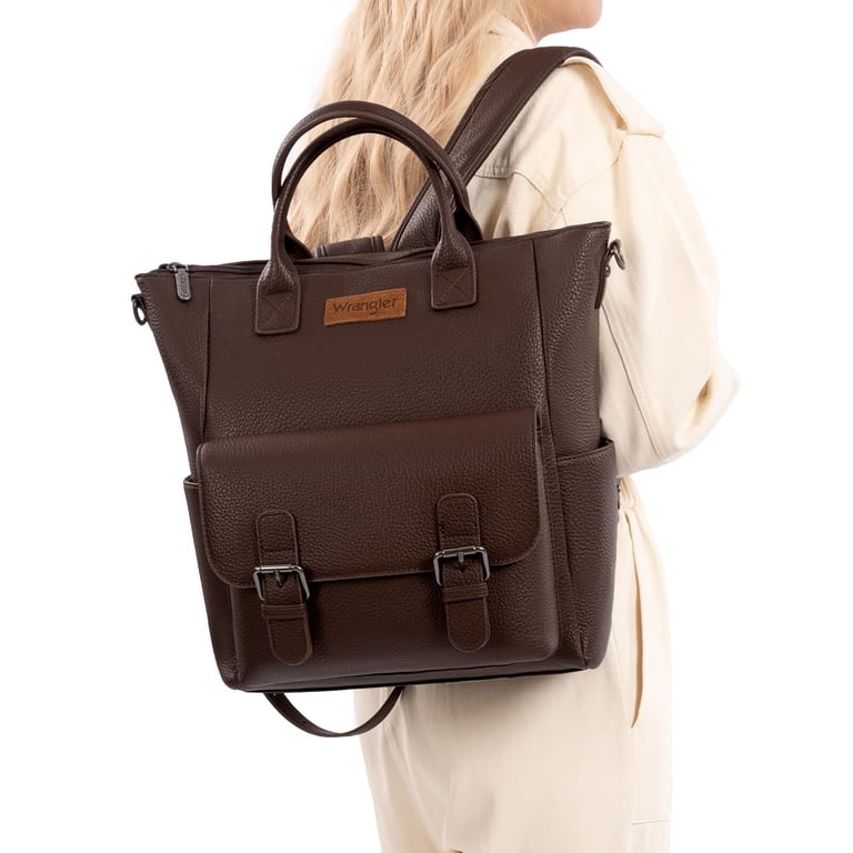 Wrangler Convertible Backpack Purse, Vegan Leather Coffee photo 4