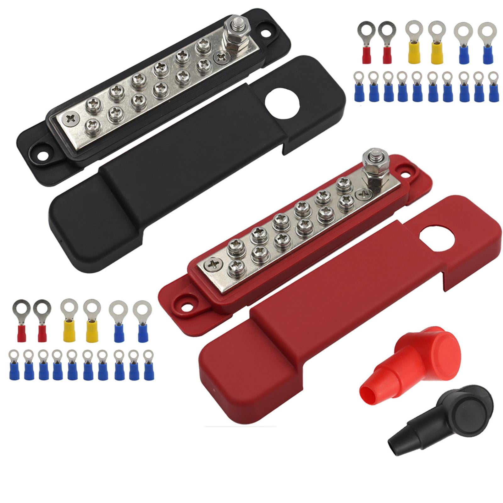 funtasica 1 Pair 12 Terminal Ground Distribution Block Kit / /48V DC Buss Bar with Terminal