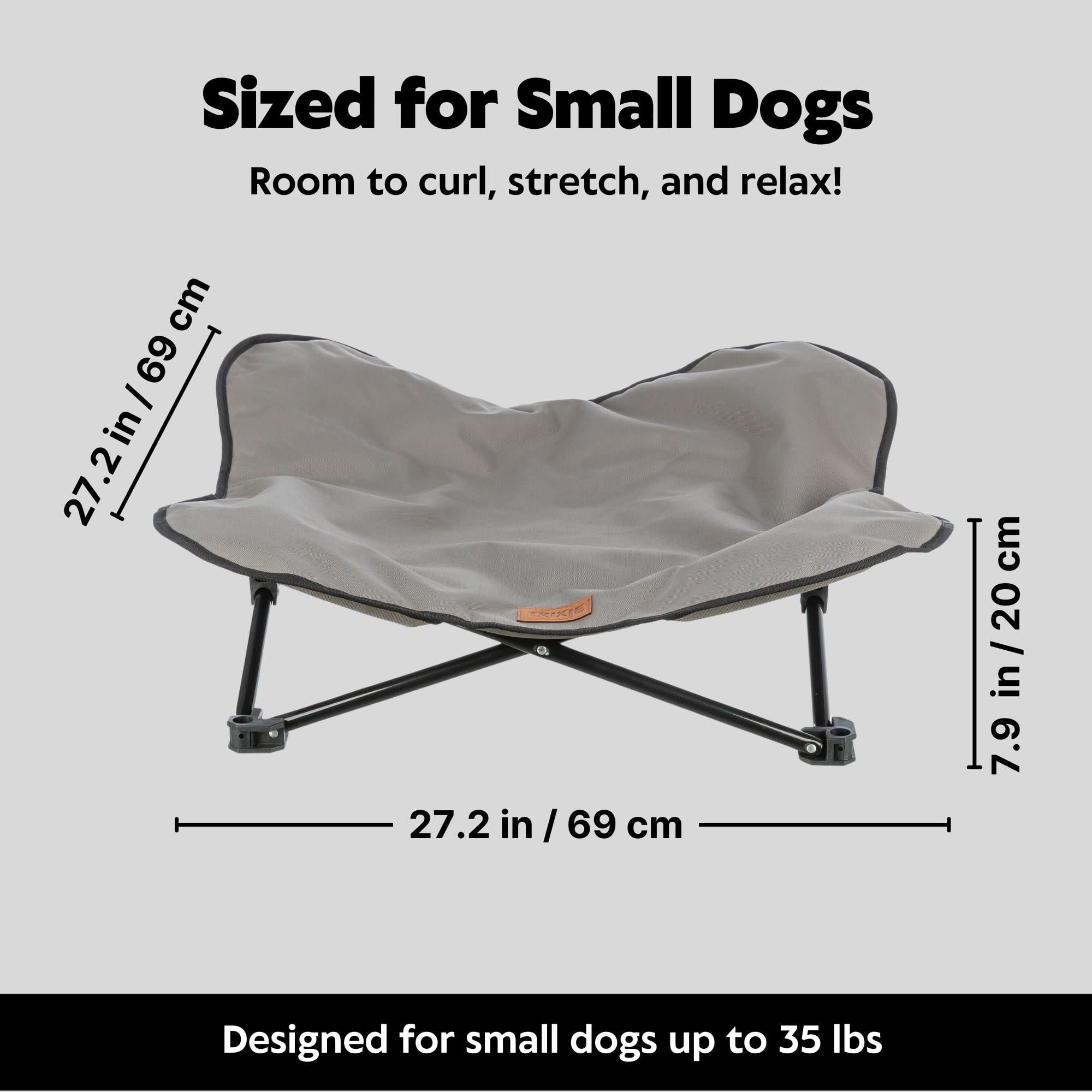 TRIXIE Elevated Camping Cot, Folding Dog Bed, Raised Travel Lounger for Small Dogs up to 35 Pounds