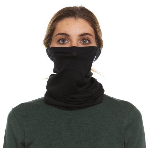 Minus33 Merino Wool Micro Weight Woolverino Multiclava - Multifunctional Headwear - UV Protection - Hiking Neck Gaiter - Hunting Balaclava - Black