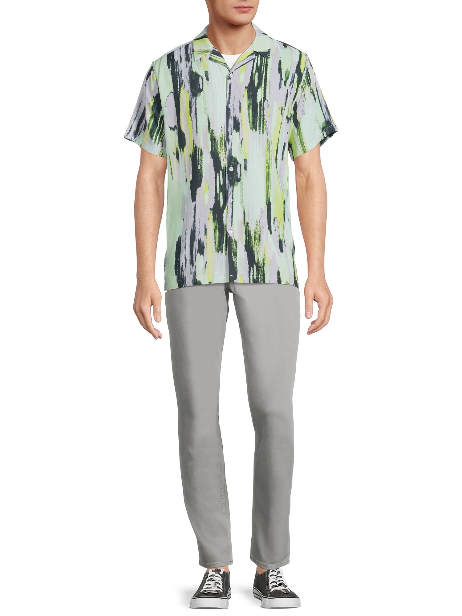 No Boundaries Men's and Big Men's Printed Shirt with Short Sleeves
