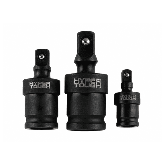 Hyper Tough Impact Swivel Joint Adapter Set, 1/4", 3/8" & 1/2" Drive, 3-Piece Socket Adapter Kit