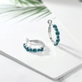 thumbnail image 5 of Gem Stone King 3.42 Cttw London Blue Topaz Hoop Earrings for Women | 925 Sterling Silver | Gemstone November Birthstone | Round 4MM and 3MM, 5 of 5