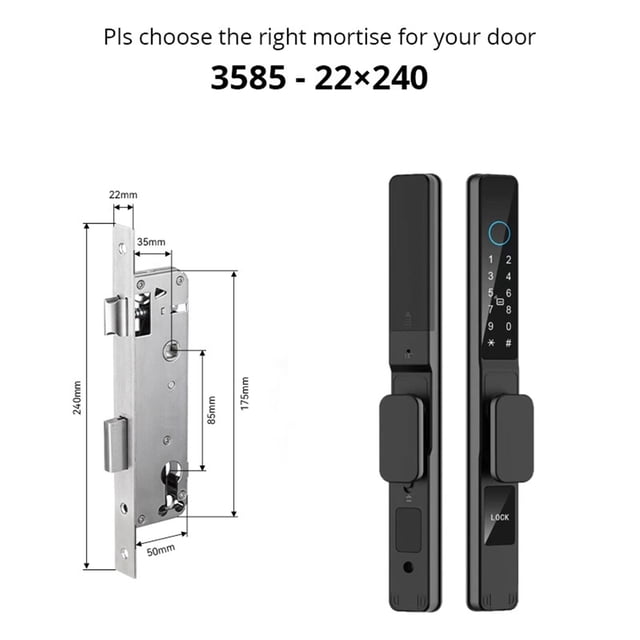 Waterproof Smart Door Lock Fingerprint APP Password RFID Card Keyless Digital Electronic Lock Aluminum/s Sliding ,Easy Installation