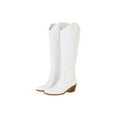 thumbnail image 3 of Daeful Cowgirl Boots for Women Embroidered Knee High Cowboy Boots Fashion Pull on Tall Western Boot White 10.5, 3 of 6
