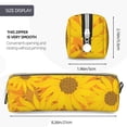 thumbnail image 3 of Pofeuu Sun Flowers Print Leather Pencil Case, Leather Pencil Pouch Large Capacity, Big Pencil Pouch with Zipper Vintage Pen Bag Fountain Pen Holder, 3 of 7