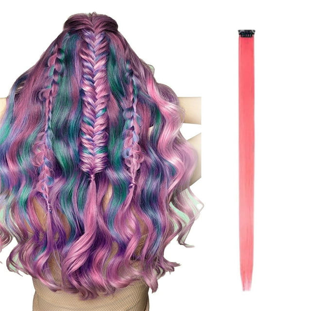 Hair Extensions & Accessories Savings! Bradem Colored Hair Extensions, Multi-Colors Party Highlights Clip in Synthetic Hair, 1X Wig Extensions