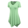 thumbnail image 2 of Made by Johnny Women's V-Neck Asymmetrical Tunic Top L MINT, 2 of 6
