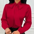 thumbnail image 2 of Chbgutlmr Shirts for Women Bow Tie Front Long Sleeve Blouses Elegant Business Office Shirt Tops Fall, 2 of 8