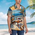 thumbnail image 3 of Rateoe Coastal Style Garden Villa Pattern Men’s Hawaiian Shirt – Short Sleeve Button-Down Tropical Beach Shirt, Lightweight & Breathable Casual Aloha Shirt with Pocket,3X-Large, 3 of 7