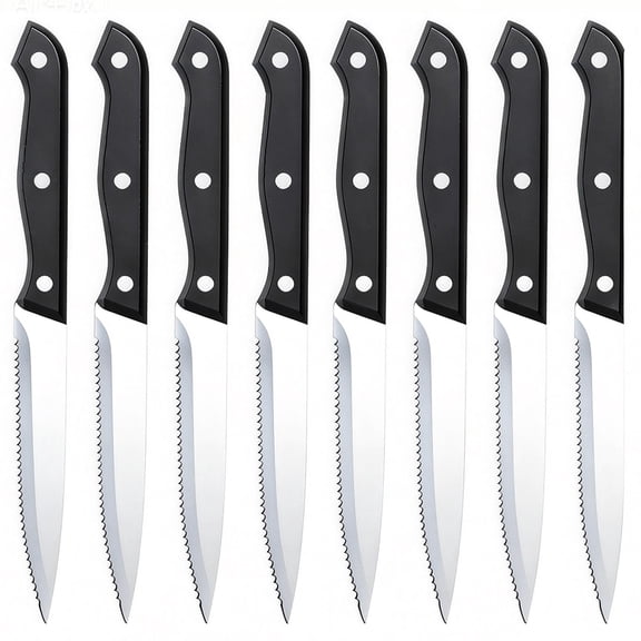 Steak Knives Set of 8 Serrated Bread Knife 4.5-inch High Carbon Steel Kitchen Dinner Knife Dishwasher Safe