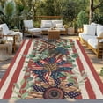 thumbnail image 3 of Fsddascl 4th of July Outdoor Rug for Patio/Deck/Porch, Non-Slip Large Area Rug 4 x 6 Ft, Red Striped Independence Day Star Botanical Rustic Indoor Outdoor Rugs Washable Area Rugs, Camping Rug Carpet, 3 of 5