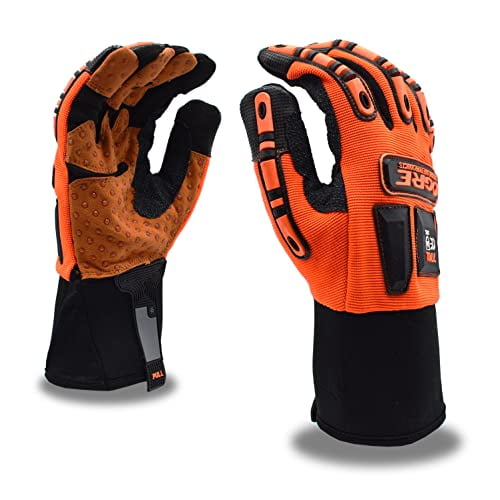 10-Pack of Cordova 7701L OGRE Work Gloves, Orange Spandex Back, Orange Synthetic Leather Palm, TPR Protectors, Silicone Grip, Neoprene Cuff, Large