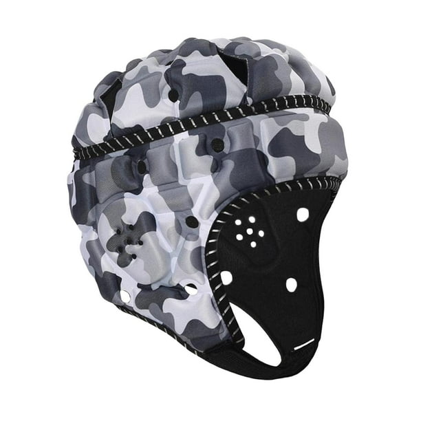 Casco de rugby para niños y niñas, suave, acolchado, transpirable, protector de cabeza para rugby Blanco y negro