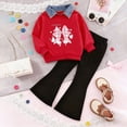 thumbnail image 2 of TOWED22 Toddler Baby Girl Clothes Fall Outfits Long Sleeve Sweatshirt Tops + Pants Set 2 Piece Outfits for Girls,Red,2-3 Y, 2 of 8