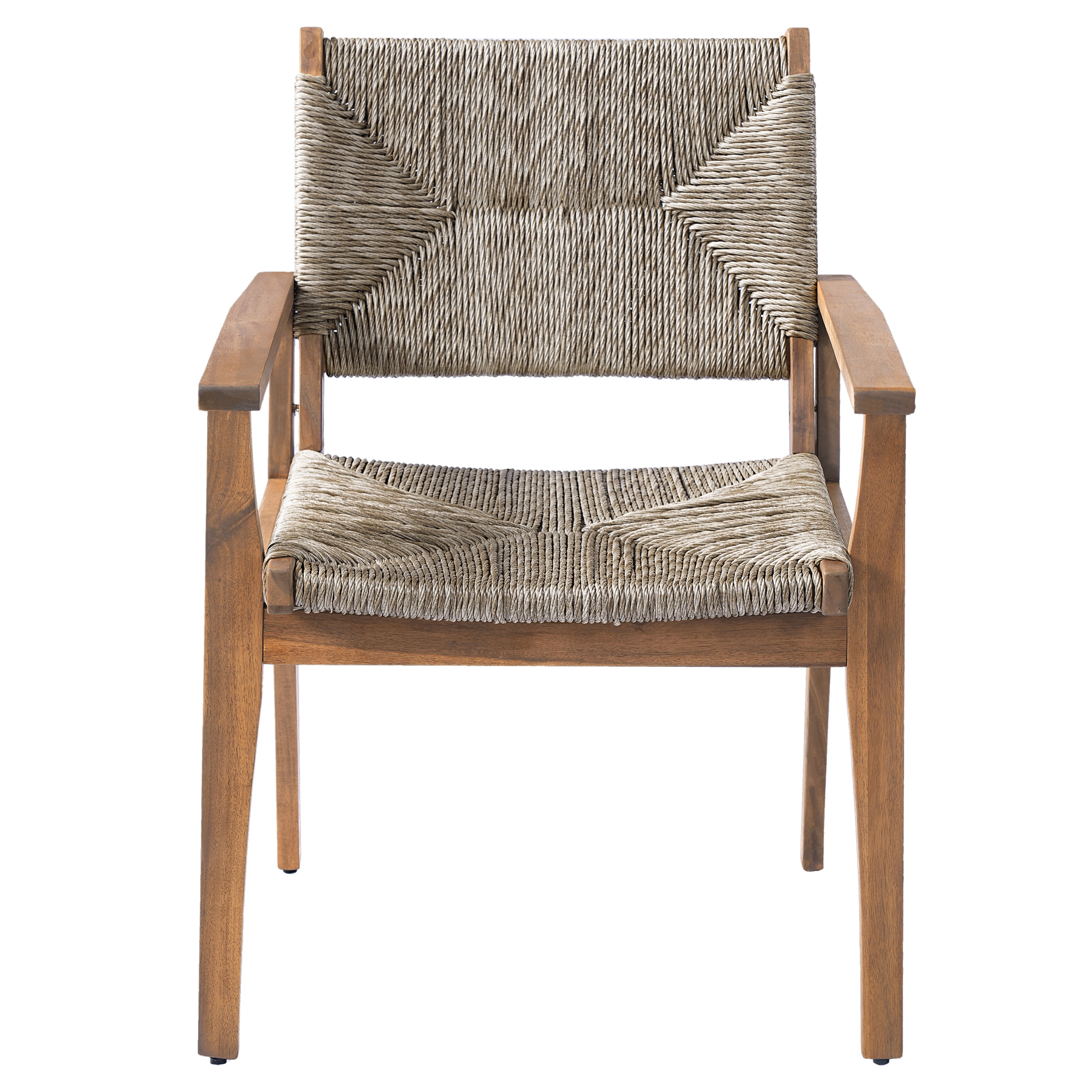 Dining Chair, Outdoor Acacia Wood Frame Handwoven Wicker Seat Chair for Patio Garden, Brown