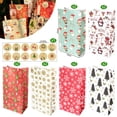 thumbnail image 1 of 12 set Party Gift Wrapping Cookie Pouch Holiday Xmas Christmas Kraft Paper Bags Snowman Fox Santa Claus Favor Bag D, 1 of 7