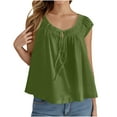 thumbnail image 3 of Htigea Clearance Women Summer Front Tank Tops Cap Sleeve Pleated Babydoll Tops Casual Loose Fit Going Out Flowy Shirt Clearance Sale Green,S, 3 of 6