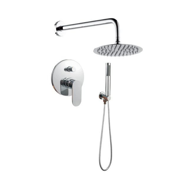 Grifos Ducha Empotrados Set, Conjunto de Ducha,Mezclador de Lluvia de Lujo con Llave de Ducha y Ducha de Mano, Sistema de Ducha Mezclador con Válvula Sin Presión,Cromo