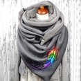 thumbnail image 2 of Women Color Feather Print Cotton Winter Warm Button Up Scarf, 2 of 3