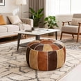 thumbnail image 3 of Unstuffed Moroccan Storage Pouf Foot Stool Ottoman Seat Handmade Faux Leather Bean Bag Floor Chair Foot Rest for Living Room, Bedroom or Balcony (Multi Color), 3 of 8