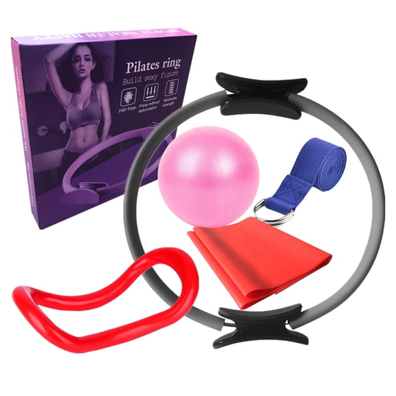 erfcxs ProPilates 6 Piece Fitness Set /yoga Ring/tension Band/stretch Band /25cm Yoga Family Yoga Training Set Portable Color