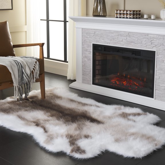 Safavieh Faux Sheep Skin Joandra Natural Area Rug, Ivory/Brown, 4' x 6'