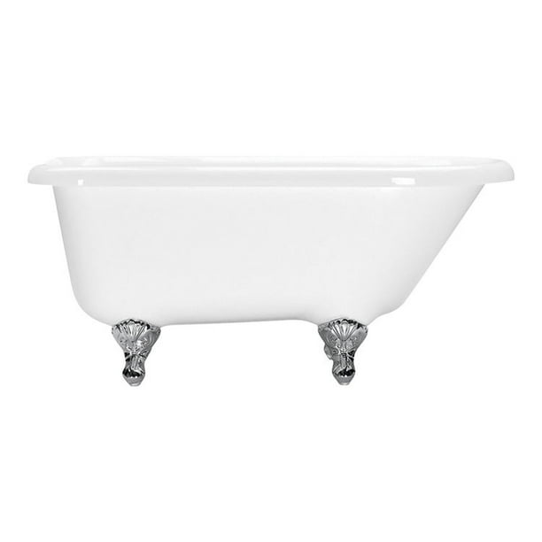 Aquatic Bath AIY5417TOWH White End Drain 54"x30"x25" Acrylic Soaker