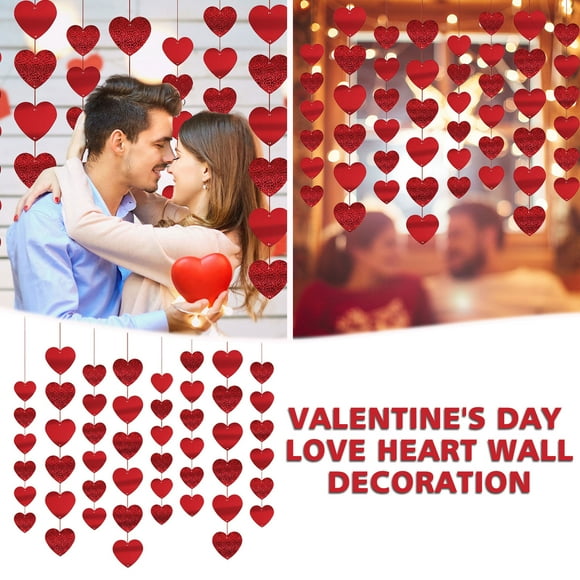 Dvkptbk Valentines Day Decor Valentine's Day Decoration Heart Hanging String Wall Decoration Heart Valentines Day Gifts