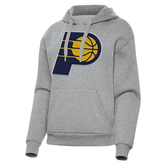 Women's Antigua Heather Gray Indiana Pacers Victory Pullover Hoodie