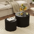 thumbnail image 7 of Nesting Coffee Table Set of 2, Round Wood Black Coffee Tables Modern Circle Coffee Table Side End Table for Small Spaces Living Room, Bedroom, Balcony, Office, 7 of 7