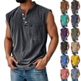 thumbnail image 5 of Zimjoy Workout Tank Tops Men Summer Casual Relaxed Fit Henley Shirts Cotton Muscle Sleeveless Tee Shirts with Chest Pocket Black L, 5 of 5