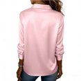 thumbnail image 3 of Kixjoy Long Sleeve Tops for Women Button Down Collared Silk Shirt Business Lightweight Casual Tunic Tops Dressy Cozy Womens T Shirts, Pink S, 3 of 4