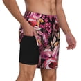 thumbnail image 2 of Yiaed Rose Flowers Print Mens Swim Trunks Bathing Suit Compression Liner Beach Swim Shorts Swimwear Quick Dry Zipper Pocket No-Chafing Board Short-3X-Large, 2 of 6